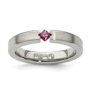 Edward Mirell Titanio Tensione-set Quadrato Rodolite Granato Spazzolato Cinturino 4mm - Foto 1 di 1