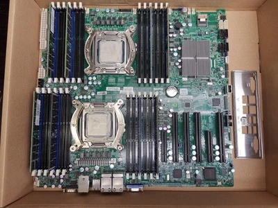 supermicro x9DRi-LN4F+ Rev: 1.20A + 2x Intel Xeon E5-2690V2 (20core) + 128gb Ram - Immagine 1 di 4