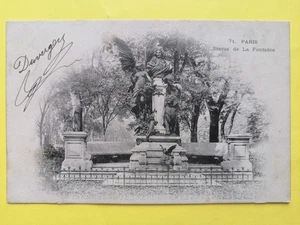 CP PARIS STATUE de JEAN DE LA FONTAINE Écrite en 1904 à Yvonne SEVEL à ERMONT - Picture 1 of 1