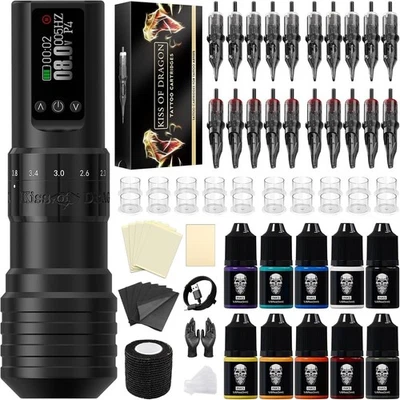 Tattoo Gun Kit Wireless Tattoo Machine, Rotary Adjustable Stroke Tattoo Pen Kit, - image 1 of 4