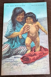 Vintage “Apache Mother and Child” Postcard 1928 Native American Theme - Picture 1 of 3