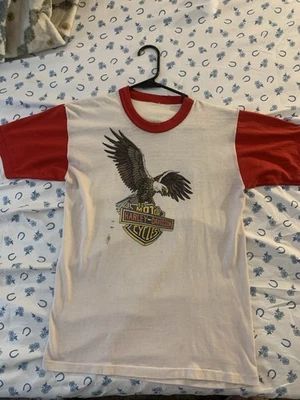 1970s Harley Davidson Ringer T-Shirt Single Stitch - Image 1 of 4
