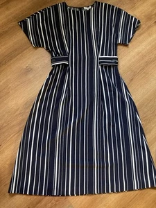 Warehouse Stripe Navy/White Dress Size 12 - Picture 1 of 7