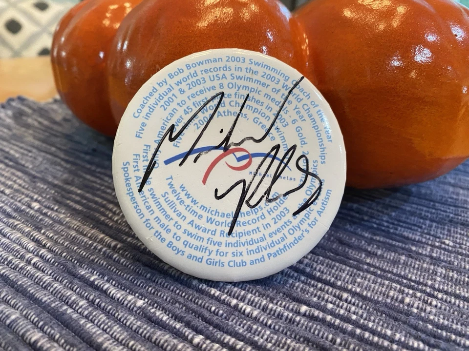 Pin Michael Phelps auténtico firmado. Foto 1 de 1