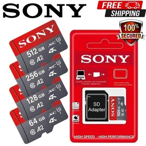 Sony Micro SD Card 128GB 256GB 512GB 1TB U3 A2 Class 10 High Speed Work - Picture 1 of 22