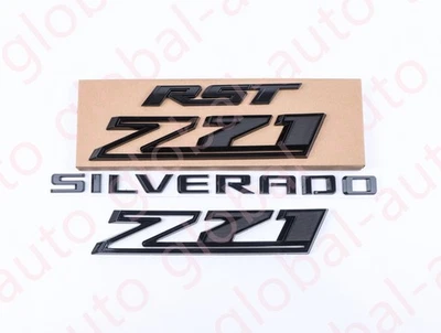 19-25 For Gloss Black Chevrolet Silverado RST Z71 Emblem Nameplate Badge Kit 4pc - Изображение 1 из 3