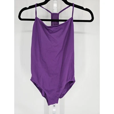 Bloch Girls Sz L Dance Leotard Strapless Solid Purple Ballet Mesh Back - Image 1 of 4