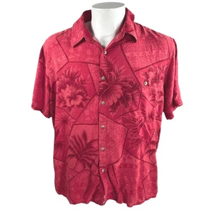 Croft & Barrow Hawaii Aloha Hemd XL Hibiskus Blumen Palmen Tribal rot - Bild 1 von 5