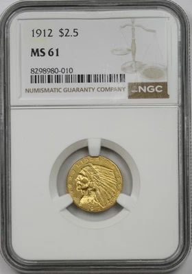 1912 $2.5 NGC MS 61 Indian Head Gold Quarter Eagle - Image 1 of 4