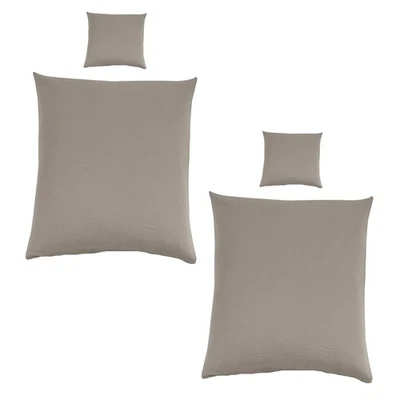4tlg Musselin Bettwäsche Set 135x200+80x80 Braun Bettbezug Kissenbezug Garnitur - Bild 1 von 2