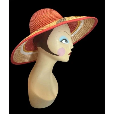 Vintage 80s Liz Claiborne Wide-Brim Straw Hat Classic Summer Sun Hat Made Italy! - Image 1 of 4
