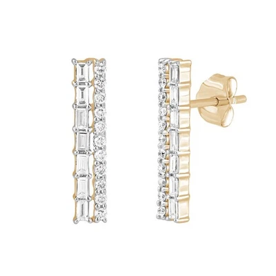 Pendientes colgantes de diamantes cultivados en laboratorio de 0,40 quilates de oro amarillo sólido de 14 quilates para mujer Foto 1 de 4