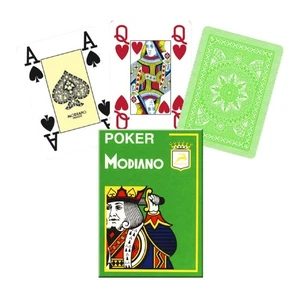 Modiano Poker Playing Cards Deck Light Green 4 Jumbo Sizes Index Plastic New - Picture 1 of 8