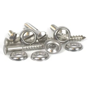 No8 / 4mm A2 Stainless Slotted Raised Countersunk Wood Screws + Cup Washers Kit - Picture 1 of 40