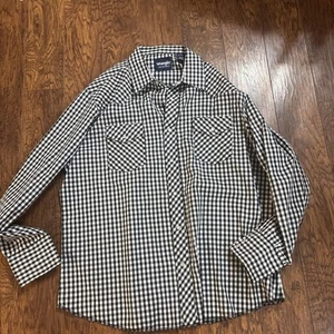 wrangler men's logo long sleeve western shirt Pearl Snap XL - Picture 1 of 4