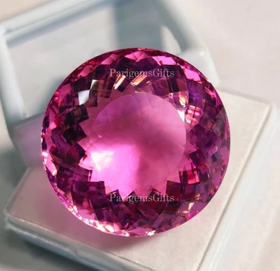 142 Ct Rose Quartz Round Shape Pendent Size Lab Created Pink Color Gemstone - Image 1 of 4