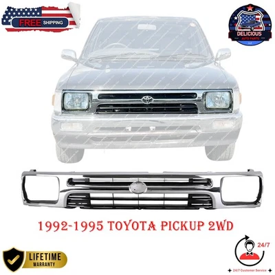 New OEM Replaces Grille Chrome & Black Insert For 1992-1995 Toyota Pickup (2WD) Foto 1 de 4