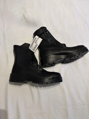Botas de couro preto biqueira de aço Marinha dos EUA Vibram 808 - Imagem 1 de 4