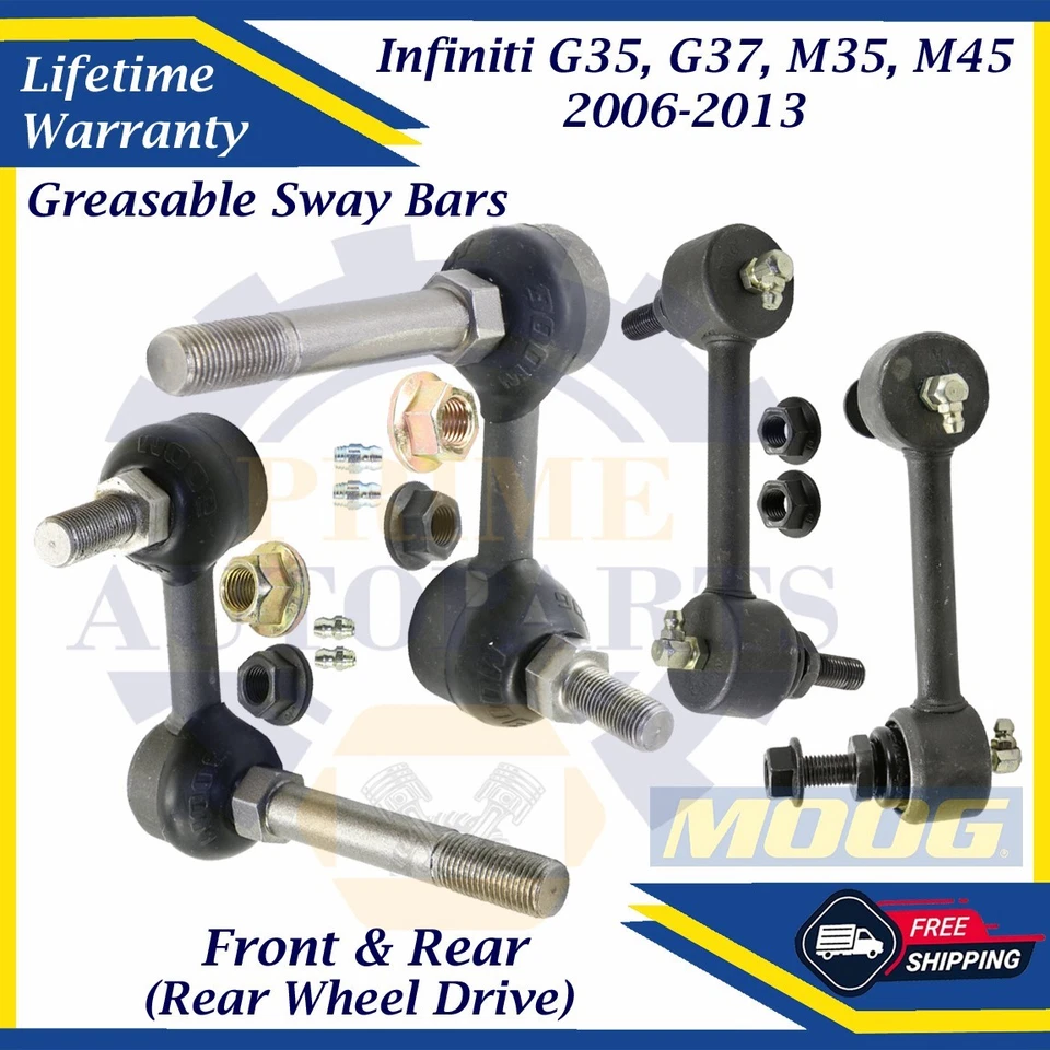 MOOG OEM Front & Rear Sway Bars For 2006-2013 Infiniti G35/G37/M35/M45 9Yr Warr. - Image 1 of 4