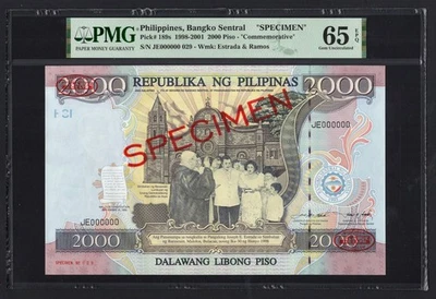 Filipinas 2000 Piso 1998-2001 P189s "Espécime" Não Circulado Grau 65 - Imagem 1 de 2