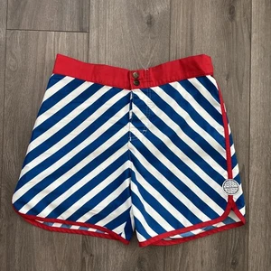 Pantalones Cortos Chubbies Para Hombre S Azul Blanco Rayas Diagonal Borde Rojo - Imagen 1 de 8