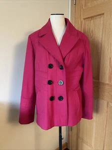 GUESS LA Hot Pink Wool Blend Felt Core Double Breasted Barbie Pea Coat Jacket XL - Picture 1 of 16