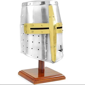 Medieval Templar Crusader Knight Armor Helmet Handmade Vintage Larp Halloween - Picture 1 of 4