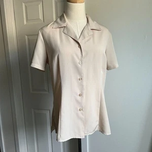 Beige cremefarbene Bluse mit Knöpfen Kurzarm Kragen Vintage old money, minimal 90er Jahre Y2k - Bild 1 von 5