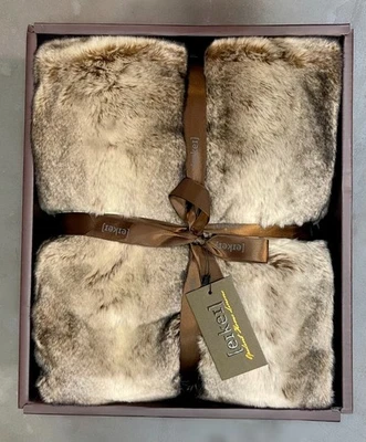 Eikei Luxury Faux Fur Oversized Throw Blanket Afghan Reversible Tan Ombre NEW - Image 1 of 4