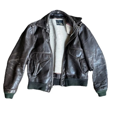 Chaqueta de Cuero Lesco Años 60 Café Racer Talla 40 Forrada Motociclista Serval Cremallera De Colección Foto 1 de 4