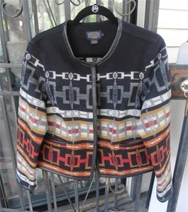 Pendleton Jacket Virgin Woolen Women's Large Jacquard Aztec Bomber - Picture 1 of 9