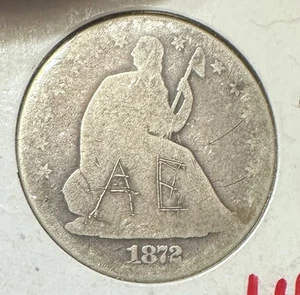 Medio dólar de plata libertad sentada 1872 90 % con lema y sin flechas - Imagen 1 de 2