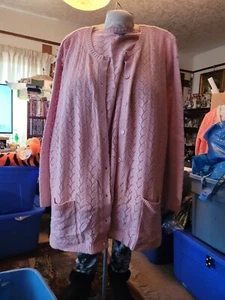 crochet long cardigan dusty pink Liz &Me 4X - Picture 1 of 2