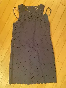 J. CREW Laser Cut Floral Shift Cocktail Dress Navy Blue Career Dress Size 4 $168 - Picture 1 of 7