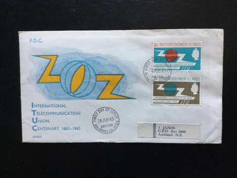 BRITISH SOLOMON ISLANDS 1965 ITU Centenary FDC (P202#8) Cover