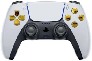 White/Gold Custom UN-Modded Controller Unique Design compatible with PS5 OEM - Picture 1 of 7