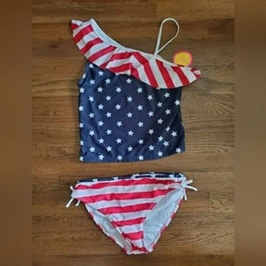 NEW TCP (The Children's Place) Girls XL/14 Stars and Stripes Tankini - Picture 1 of 9