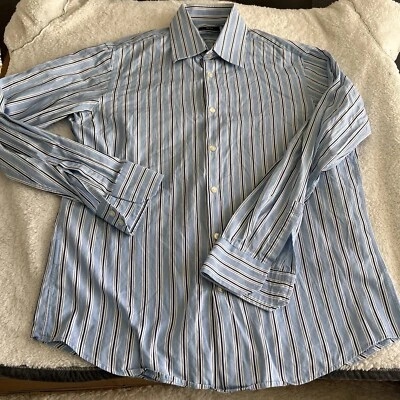 HUGO Dress Shirt Men’s Size 16.5 (42) Long Sleeve Blue Striped  Cotton - Image 1 of 4