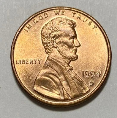 1994 D Lincoln Obverse Memorial Reverse 1 Cent RPM Error Circulated Coin 1461 - Image 1 of 3