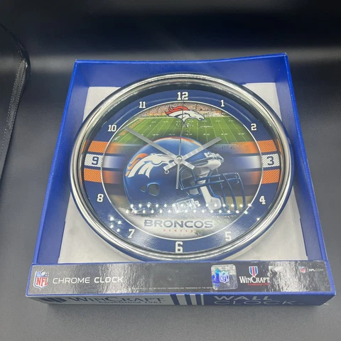 Denver Broncos 12" NFL Chrome Wall Clock by WinCraft - New in Box! Cover