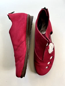 Arche LN Archette Women's 37 US 6 Laser Cut Leather Flats with Zippers Red - Picture 1 of 9