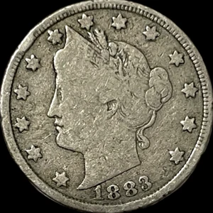 1883 Liberty Head V Nickel US 5c NO CENTS First Year Type Coin ACTUAL COIN - Picture 1 of 8
