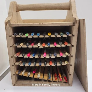 Lot of 49 Assorted Fishing Lures with Damaged Wooden Tackle Box Organizer - Picture 1 of 10