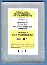 2023 Bowman Draft Chrome Wyatt Hudepohl Yellow Printing Plate 1/1 Mets SP