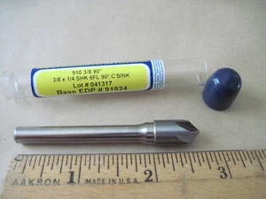 Ultra Tool 91824 Carbide Head Countersink 3/8" x 90°, 6FL, 1/4" Shank 2-5/8"OAL - Picture 1 of 4