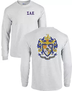 Sigma Alpha Epsilon Fraternity Crest Long Sleeve SAE Shirt - NEW - Picture 1 of 3