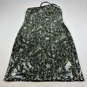 NWT Vintage Y2K Express Size 13/14 Sequin Camo Dress Midi Asymmetrical Neck - Picture 1 of 6