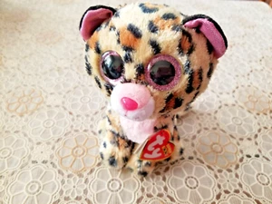 Ty Beanie Boos 6 Zoll Livvie rosa und gelb Leopard Stofftier Plüsch Kinder Geschenk - Bild 1 von 3