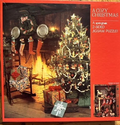 Vintage Springbok "A Cozy Christmas"  Double 2-Sided Jigsaw Puzzle Complete - Image 1 of 4