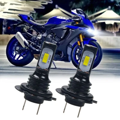 H7 LED Headlight Bulbs For Yamaha YZF-R3 2015 2016 2017 6000K WHITE High Power - Image 1 of 4